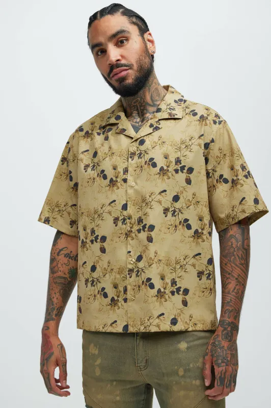 Davis Vintage Floral Shirt - Brown/combo sold by Fashion Nova