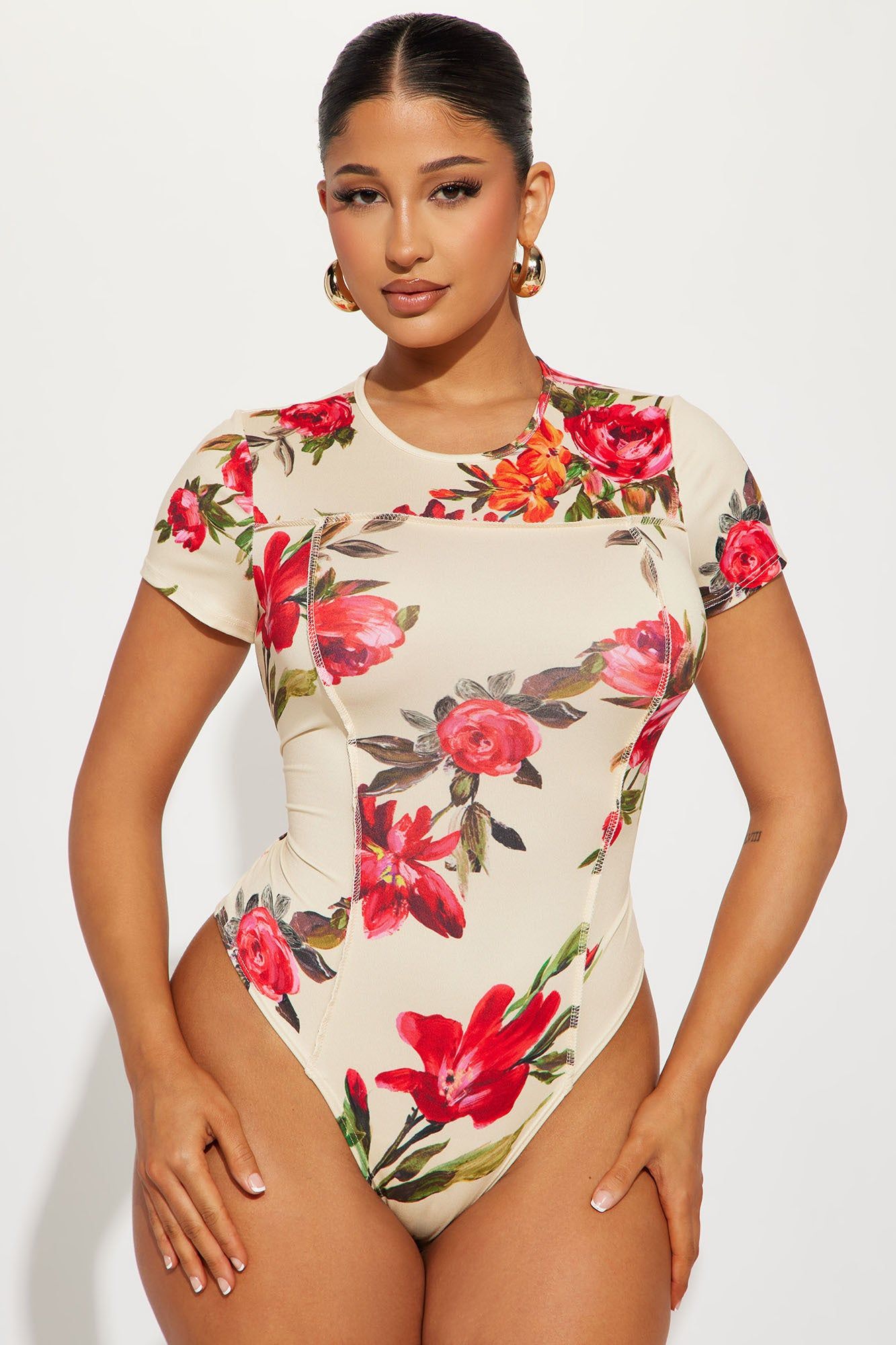 Buy Me Flowers Bodysuit - Taupe/combo sold by Fashion Nova