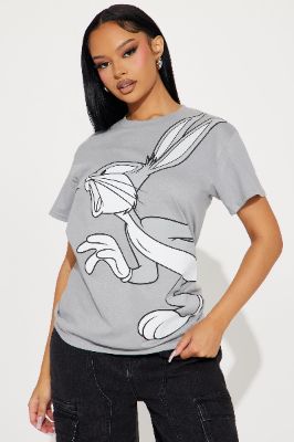 Bugs Bunny Jumbo Print Graphic Tee - Grey sold by Fashion Nova