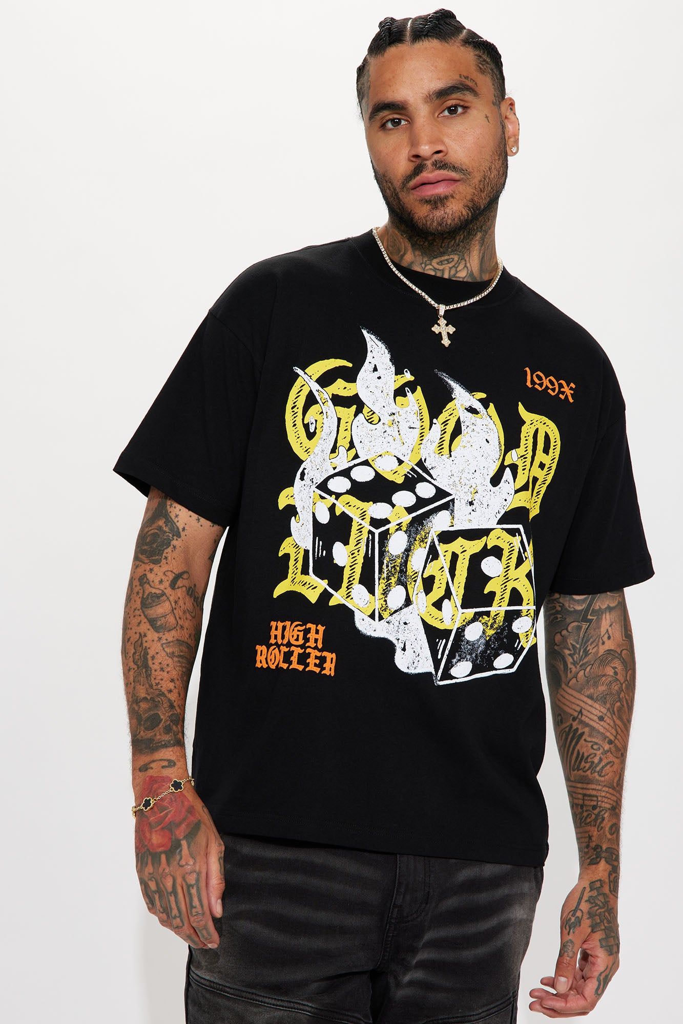 Good Luck High Roller Short Sleeve Tee - Black sold by Fashion Nova