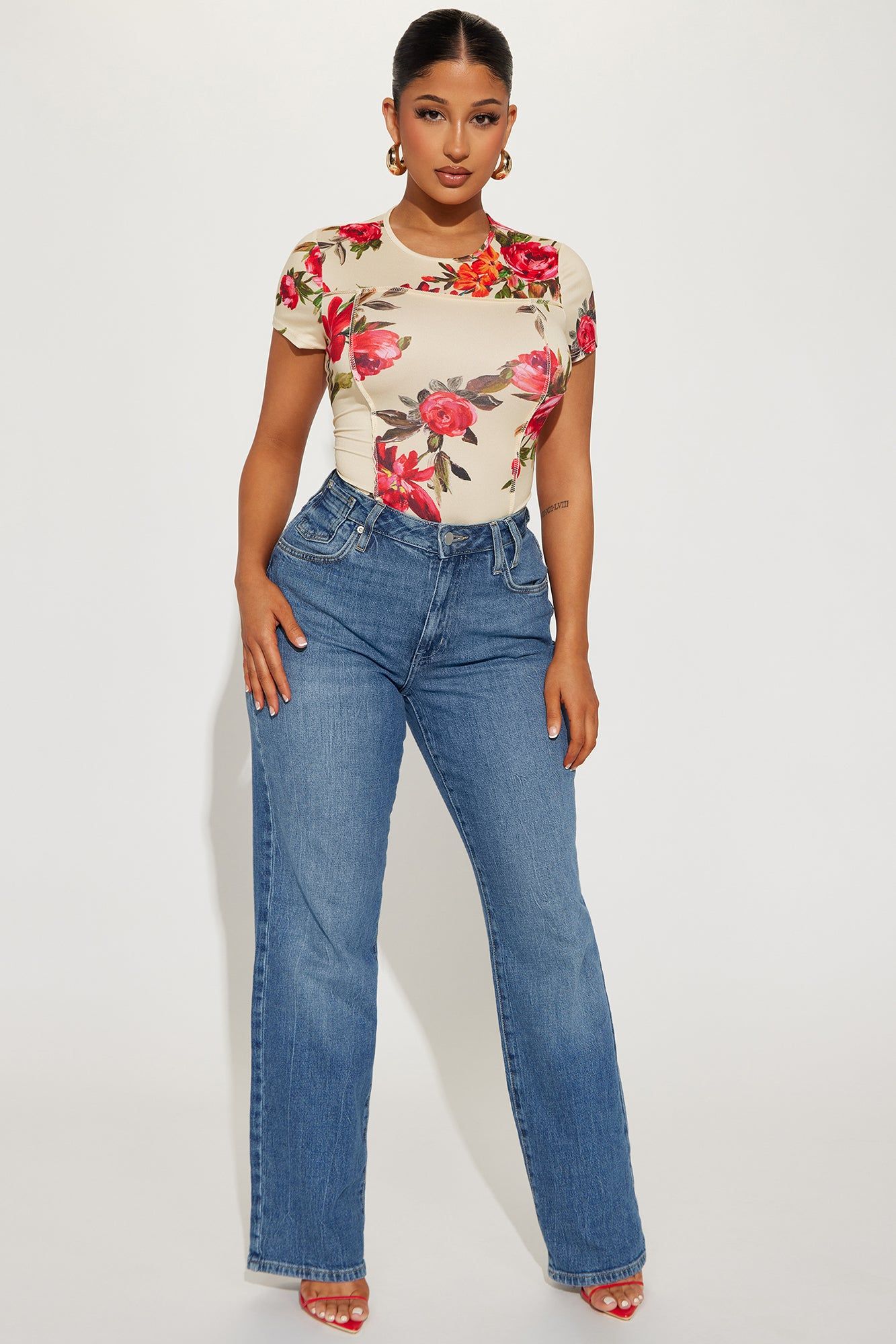 Buy Me Flowers Bodysuit - Taupe/combo sold by Fashion Nova product image thumbnail 2