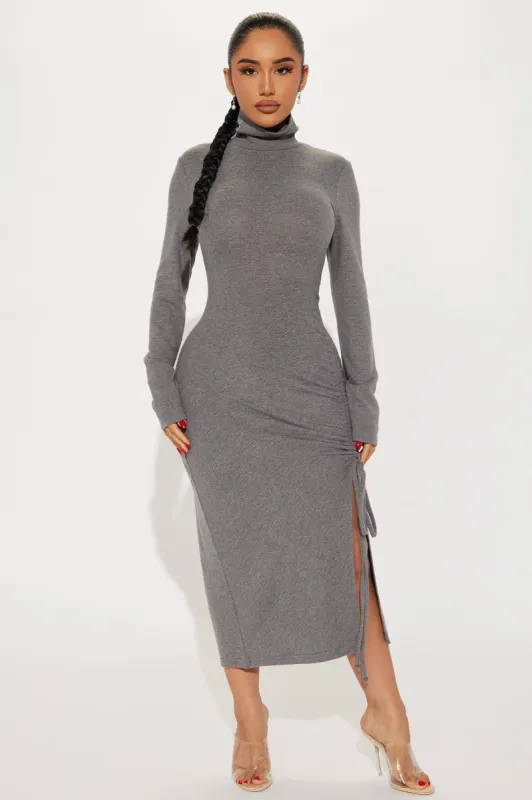 Zydney Midi Dress - Charcoal sold by Fashion Nova