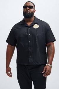 Jarvis Embroidered Shirt - Black sold by Fashion Nova