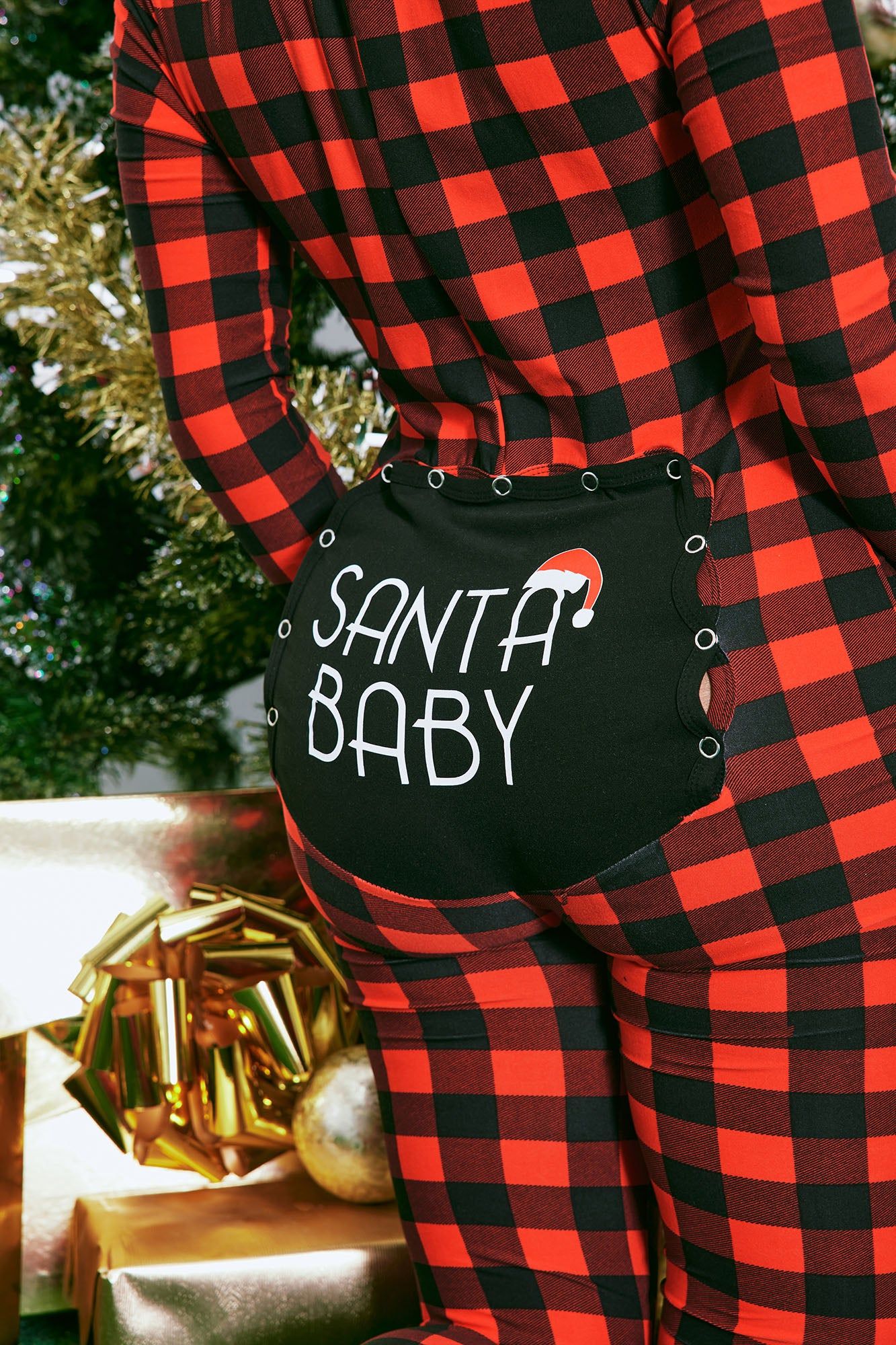 Santa Baby PJ Jumpsuit Onesie - Red/Black sold by Fashion Nova product image thumbnail 3