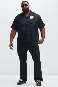 Jarvis Embroidered Shirt - Black sold by Fashion Nova