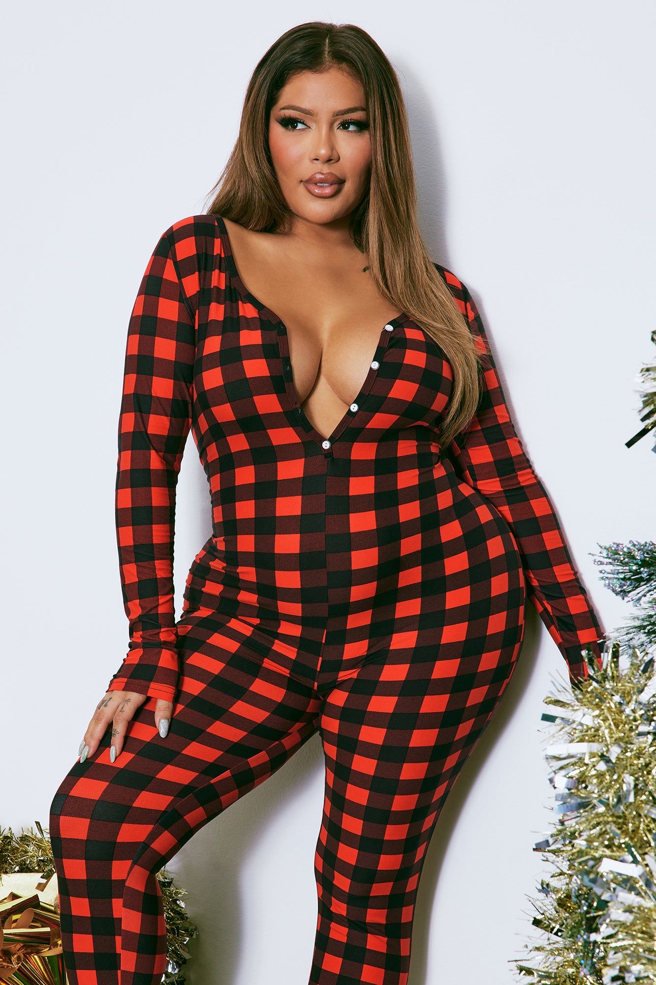 Santa Baby PJ Jumpsuit Onesie - Red/Black sold by Fashion Nova product image thumbnail 5