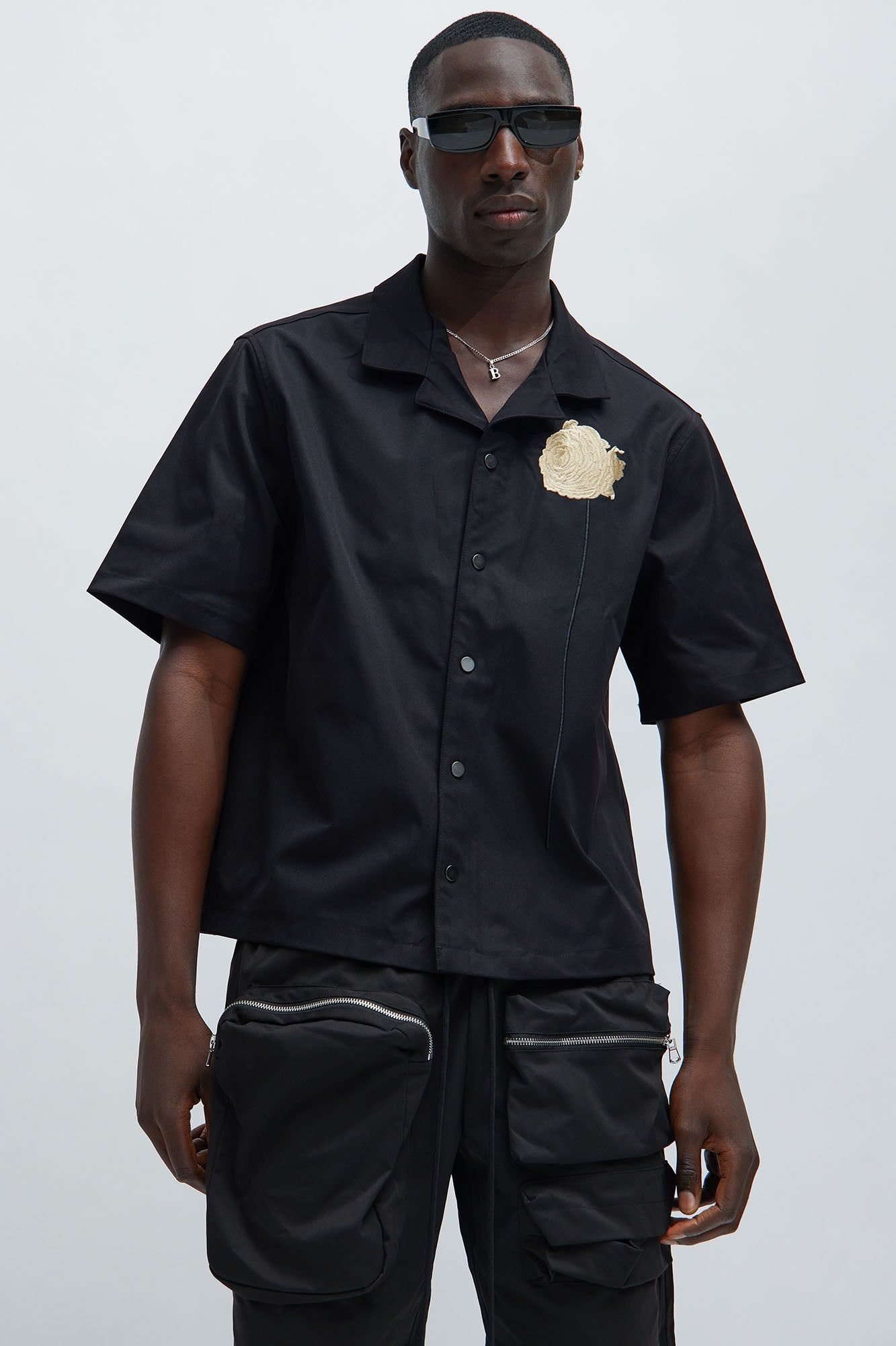 Jarvis Embroidered Shirt - Black sold by Fashion Nova