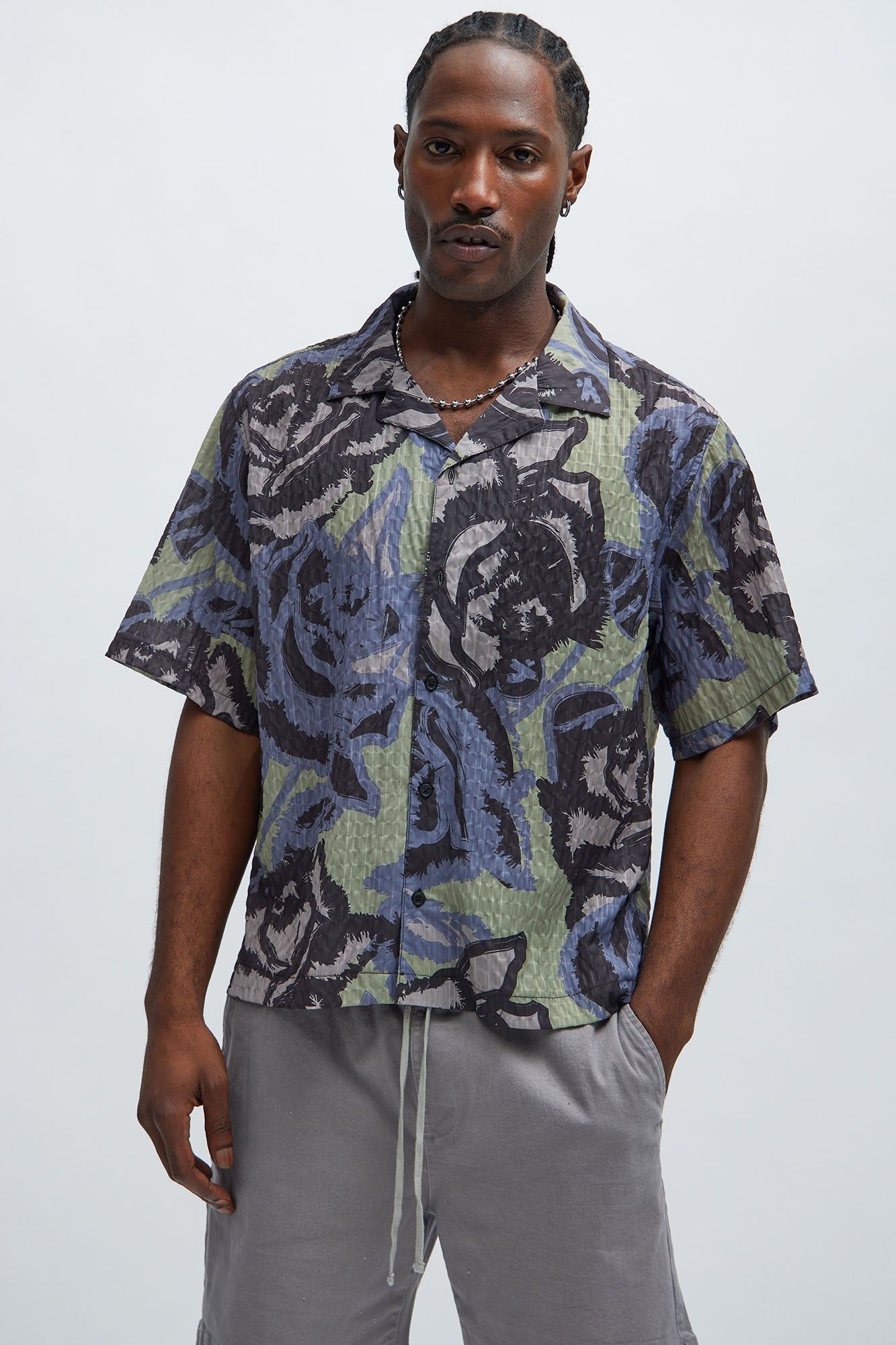 Static Textured Shirt - Black/combo sold by Fashion Nova