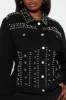 Star Studded Event Embellished Trucker Jacket - Black sold by Fashion Nova