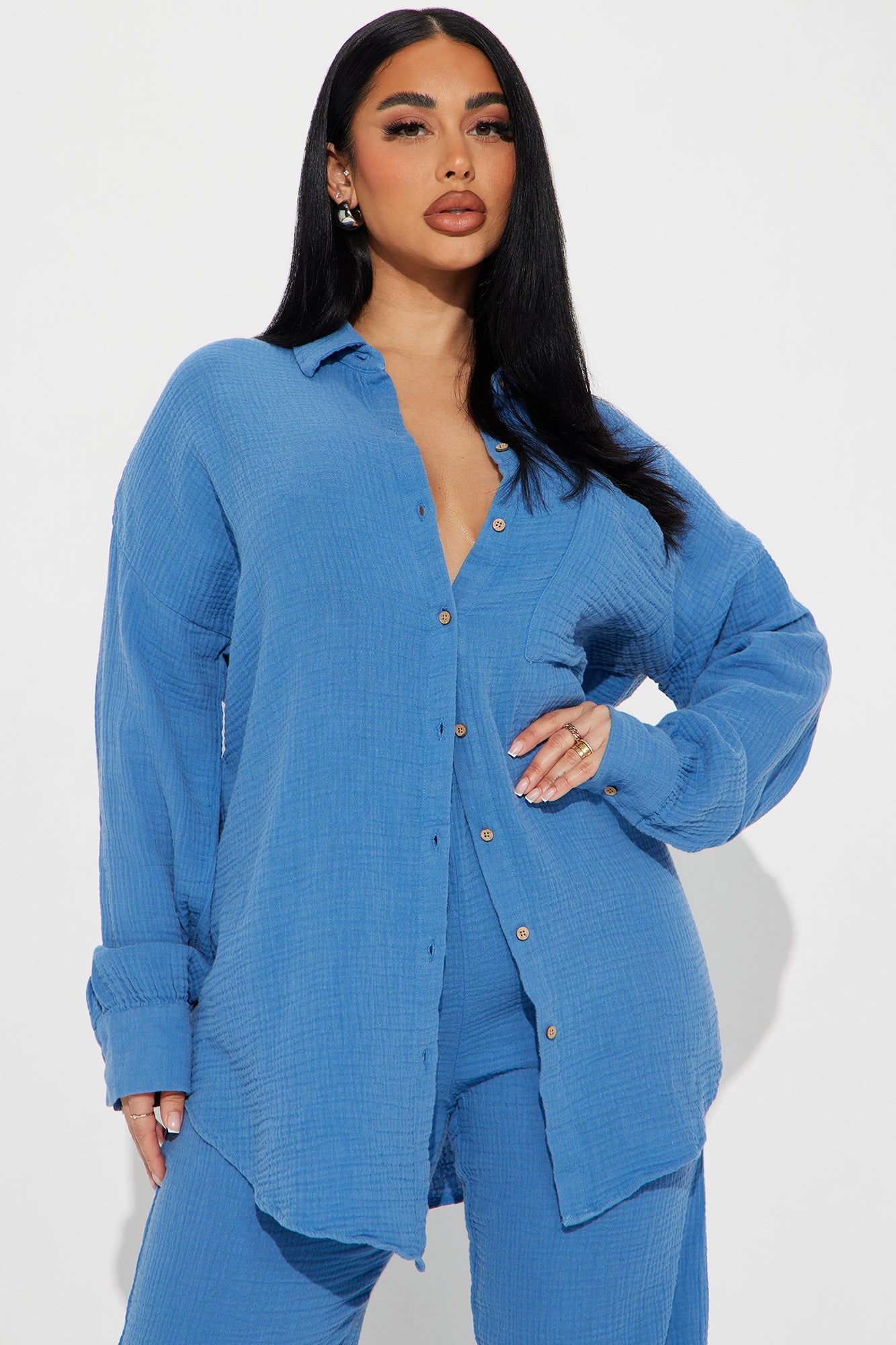 Over The Clouds Washed Pant Set - Royal sold by Fashion Nova product image thumbnail 2