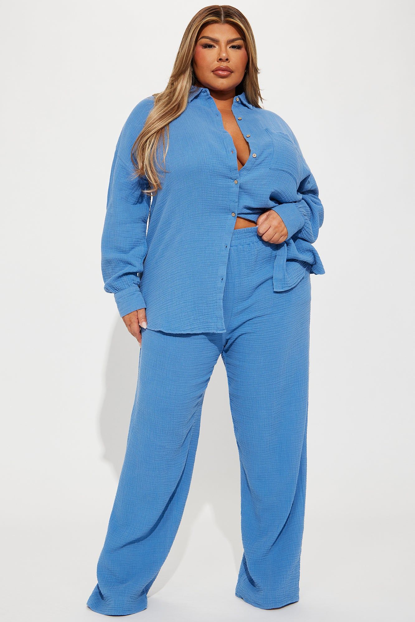 Over The Clouds Washed Pant Set - Royal sold by Fashion Nova product image thumbnail 4