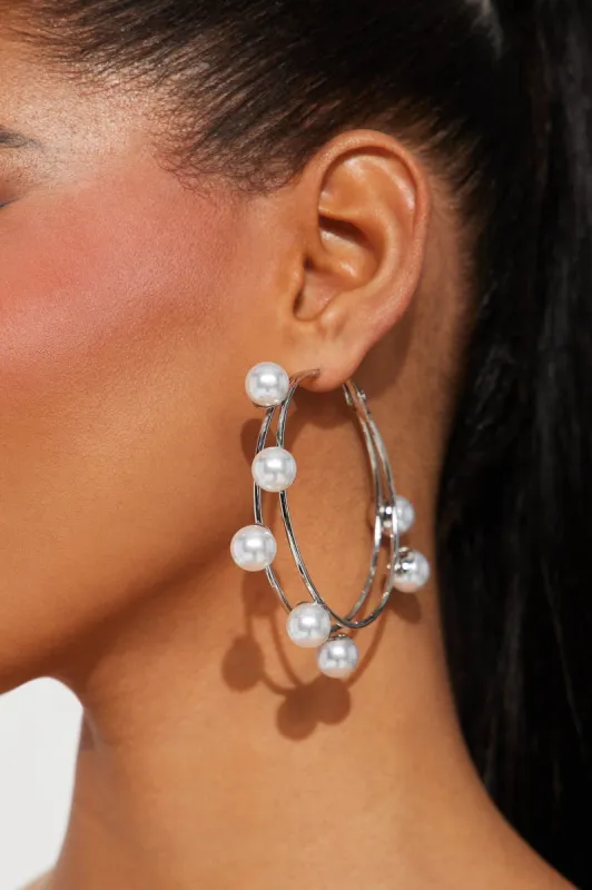 Too Much Fun Hoop Earrings - Silver sold by Fashion Nova