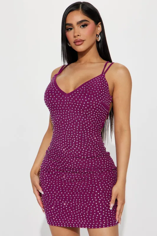 First Move V Neck Mini Dress - Magenta sold by Fashion Nova