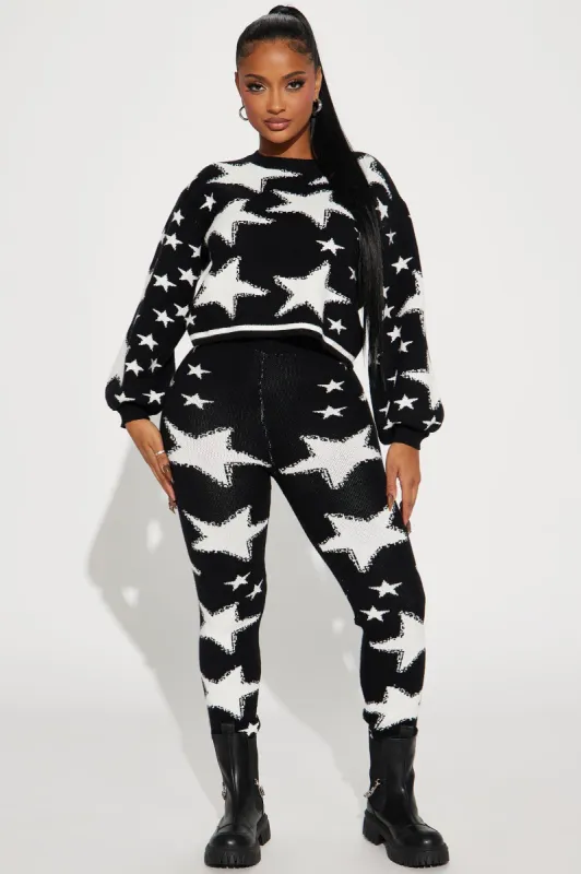 Starry Nights Sweater Legging Set - Black/White sold by Fashion Nova