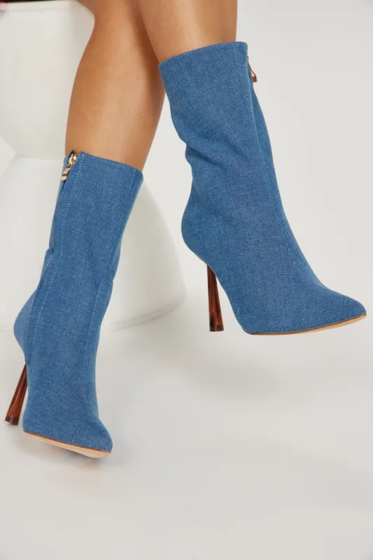 Oh So Chic Booties - Blue sold by Fashion Nova