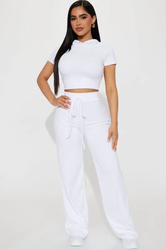 Petite Sabrina Terry Cloth Pant Set - White made by Fashion Nova