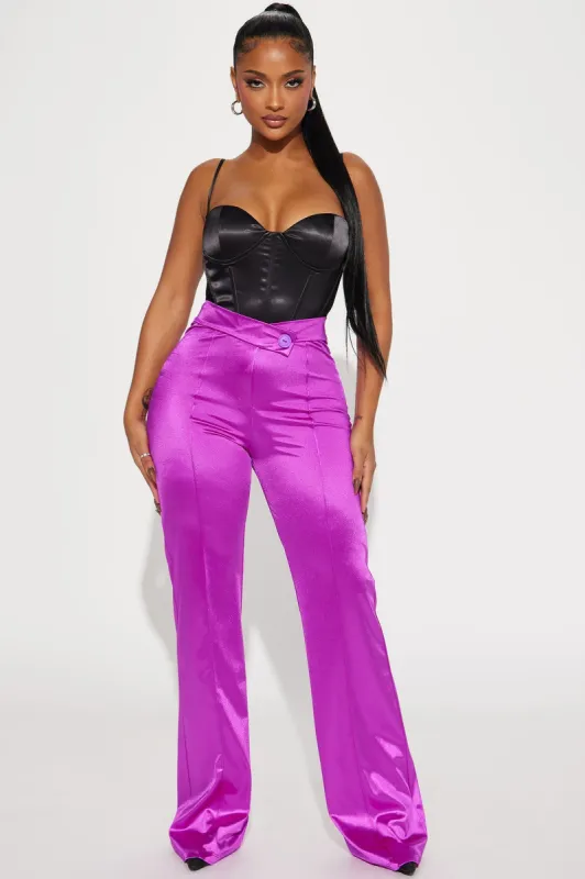 Call It Even Wide Leg Satin Dress Pants - Magenta sold by Fashion Nova