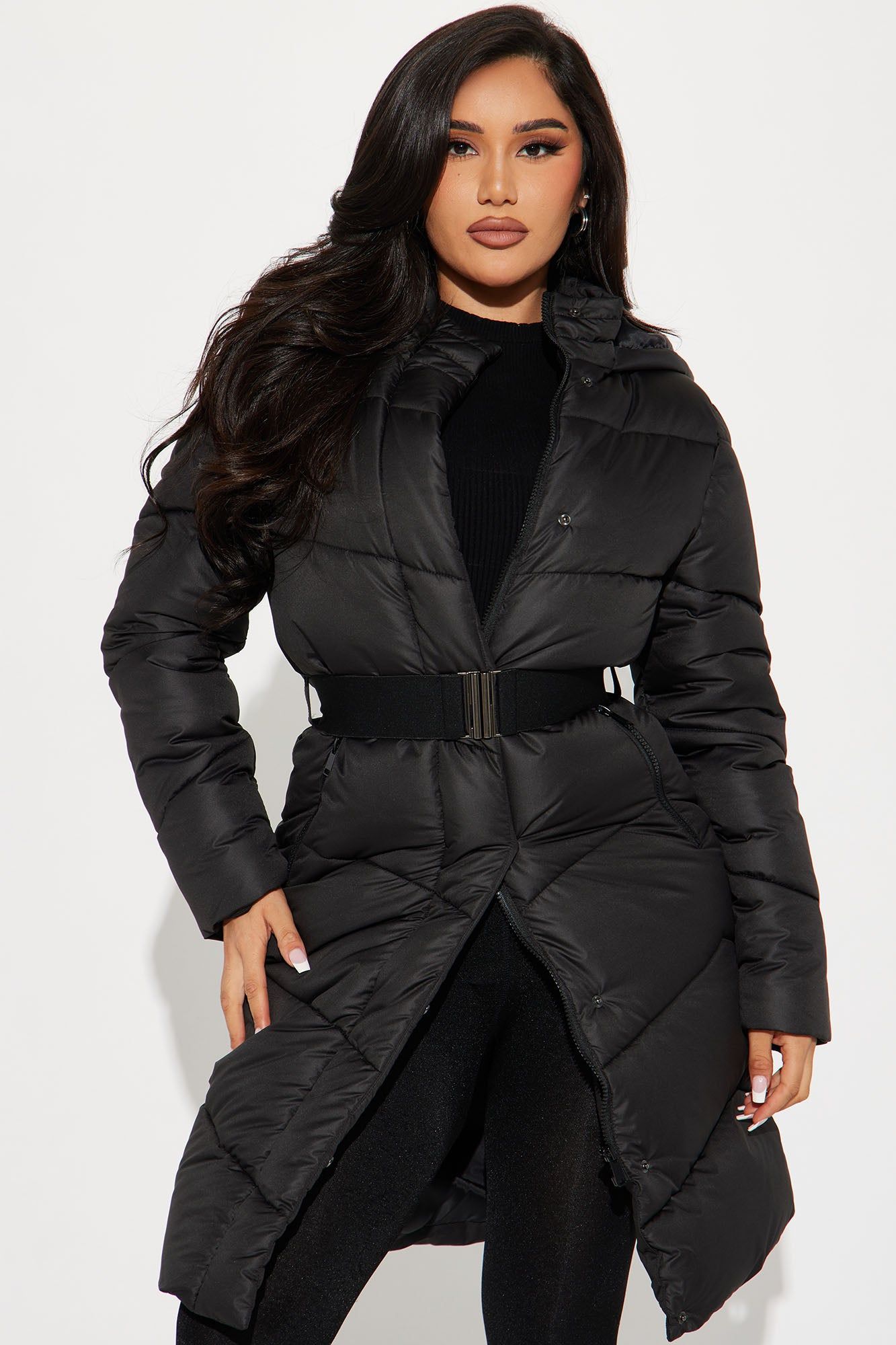 Snow Style Belted Puffer Jacket - Black sold by Fashion Nova product image thumbnail 2