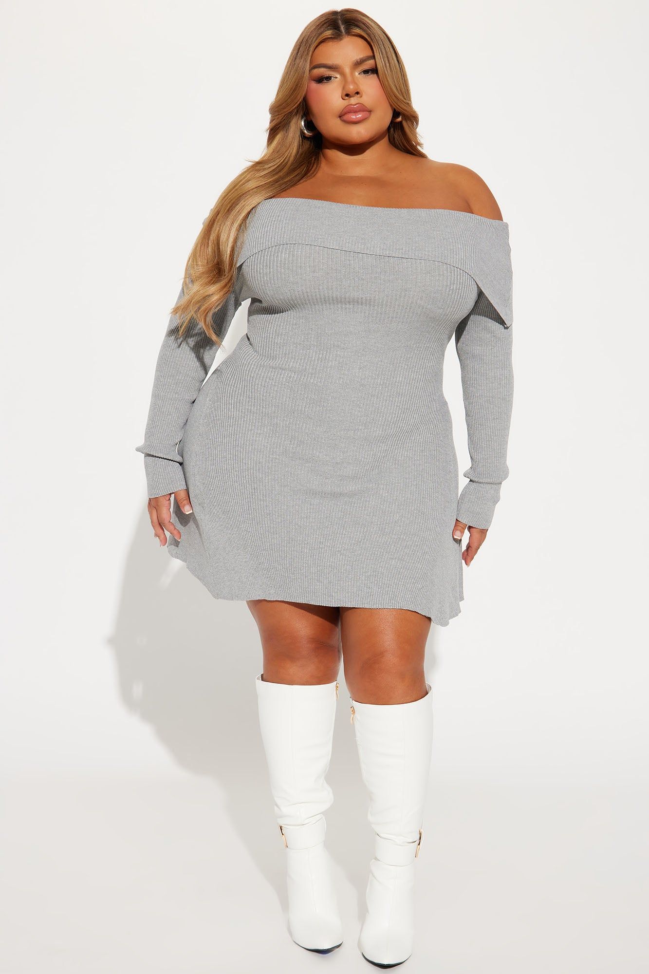 Amara Sweater Mini Dress - Heather Grey sold by Fashion Nova product image thumbnail 5