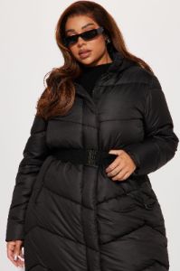 Snow Style Belted Puffer Jacket - Black sold by Fashion Nova