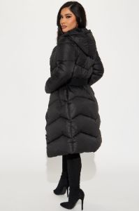 Snow Style Belted Puffer Jacket - Black sold by Fashion Nova