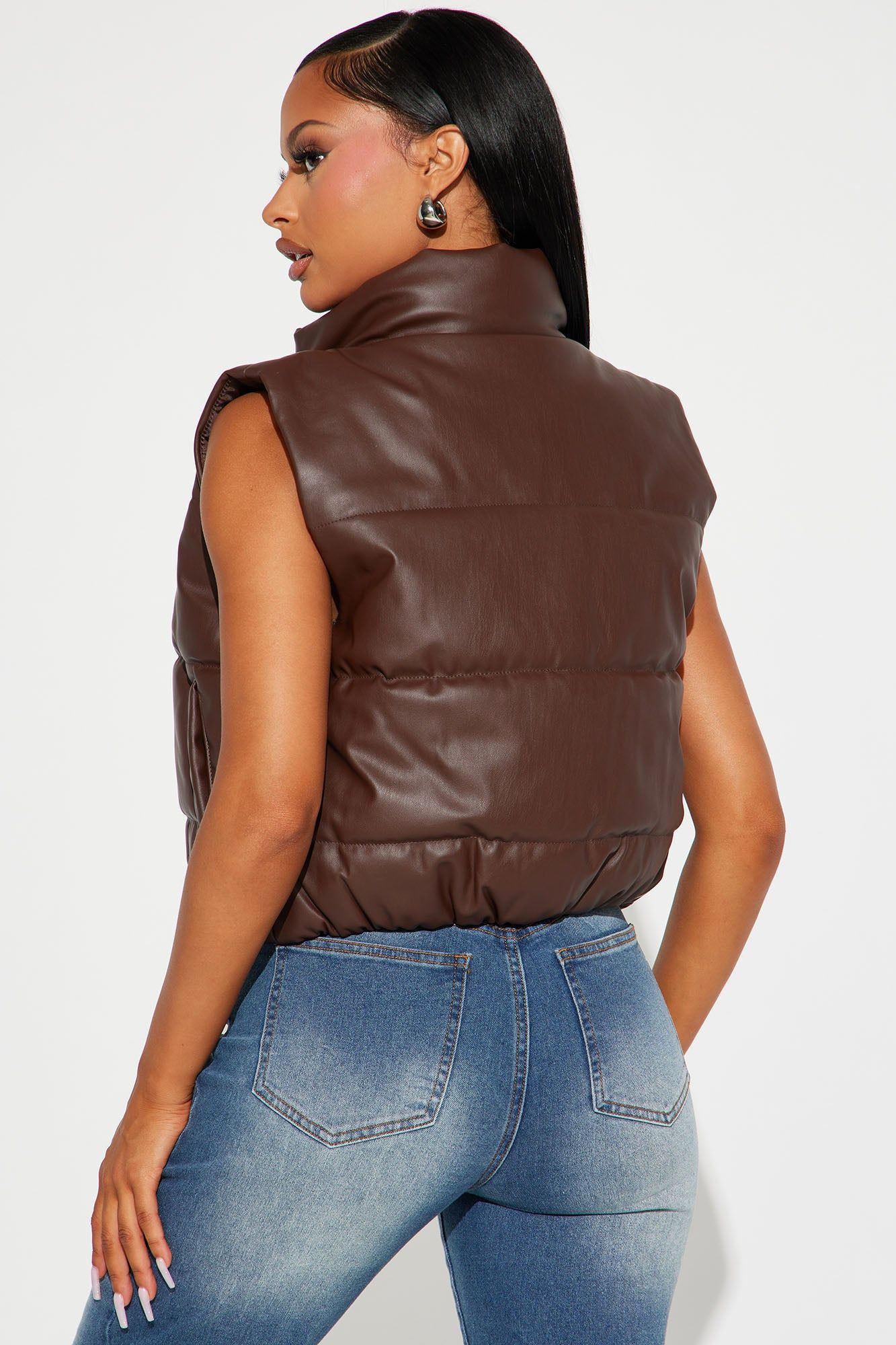 Take Your Shot Puffer Vest - Chocolate sold by Fashion Nova product image thumbnail 4