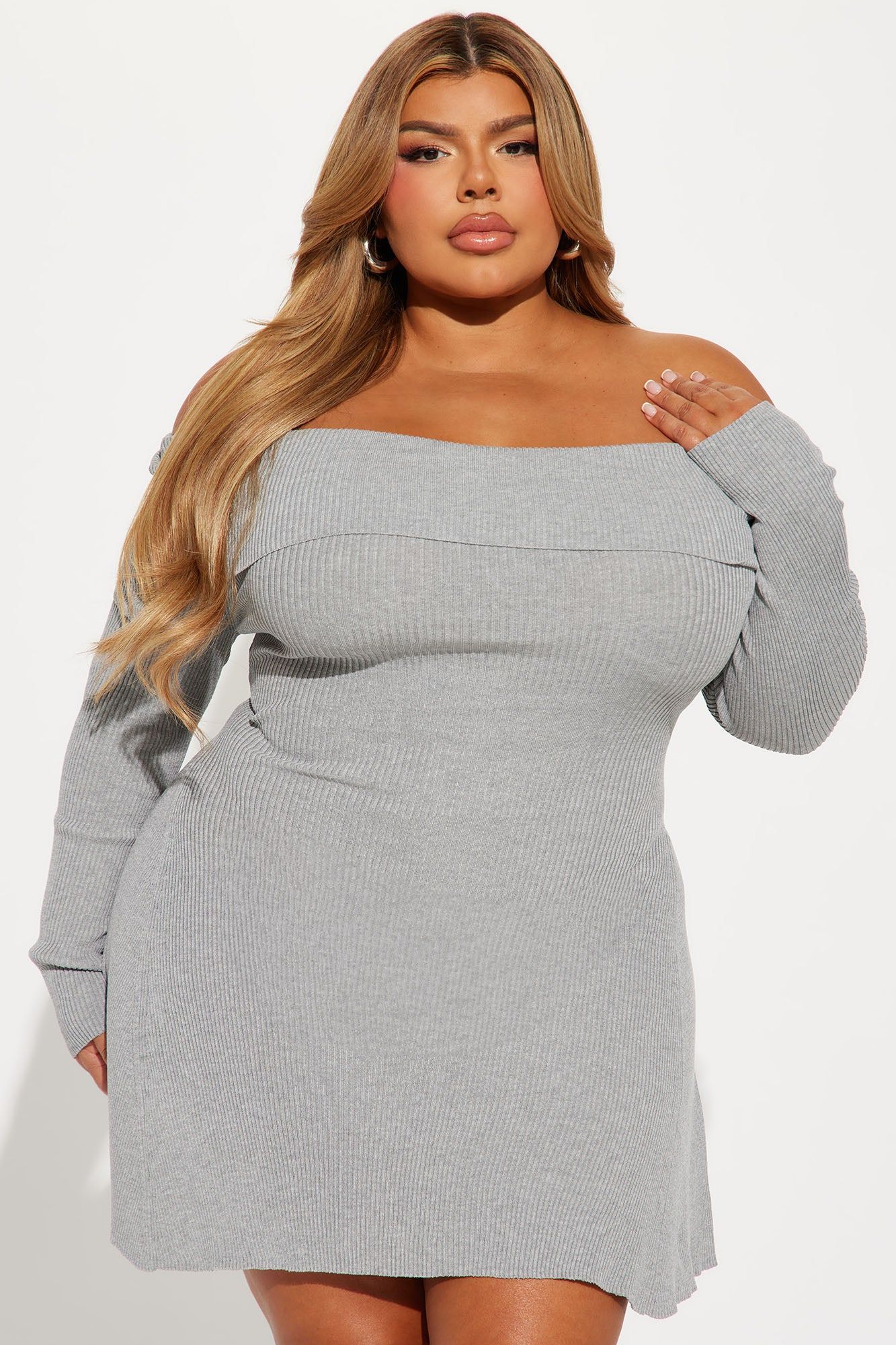 Amara Sweater Mini Dress - Heather Grey sold by Fashion Nova product image thumbnail 4