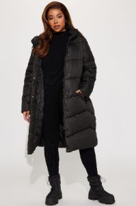 Snow Style Belted Puffer Jacket - Black sold by Fashion Nova