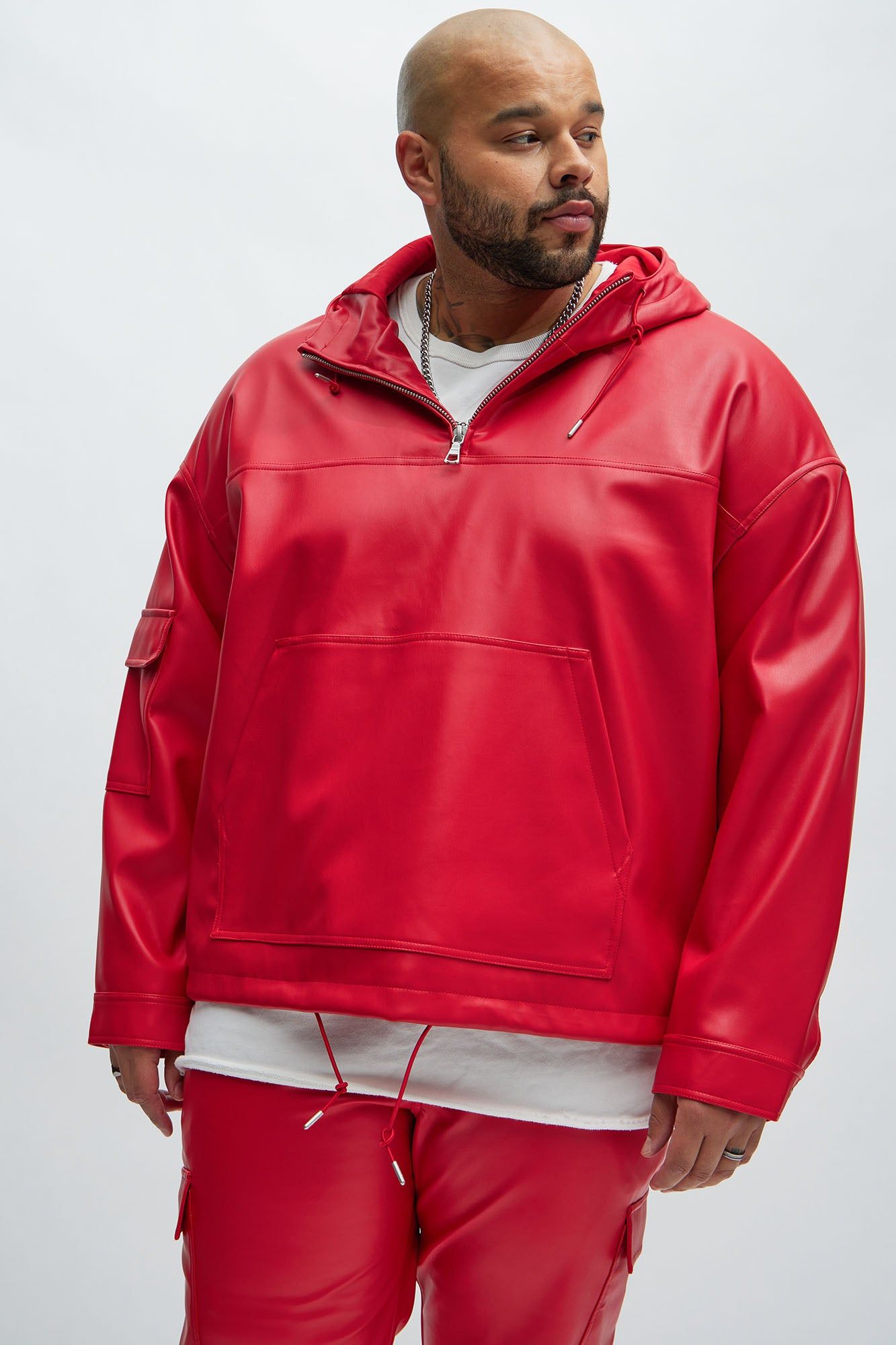 Royce Faux Leather Pullover Jacket - Red sold by Fashion Nova product image thumbnail 5