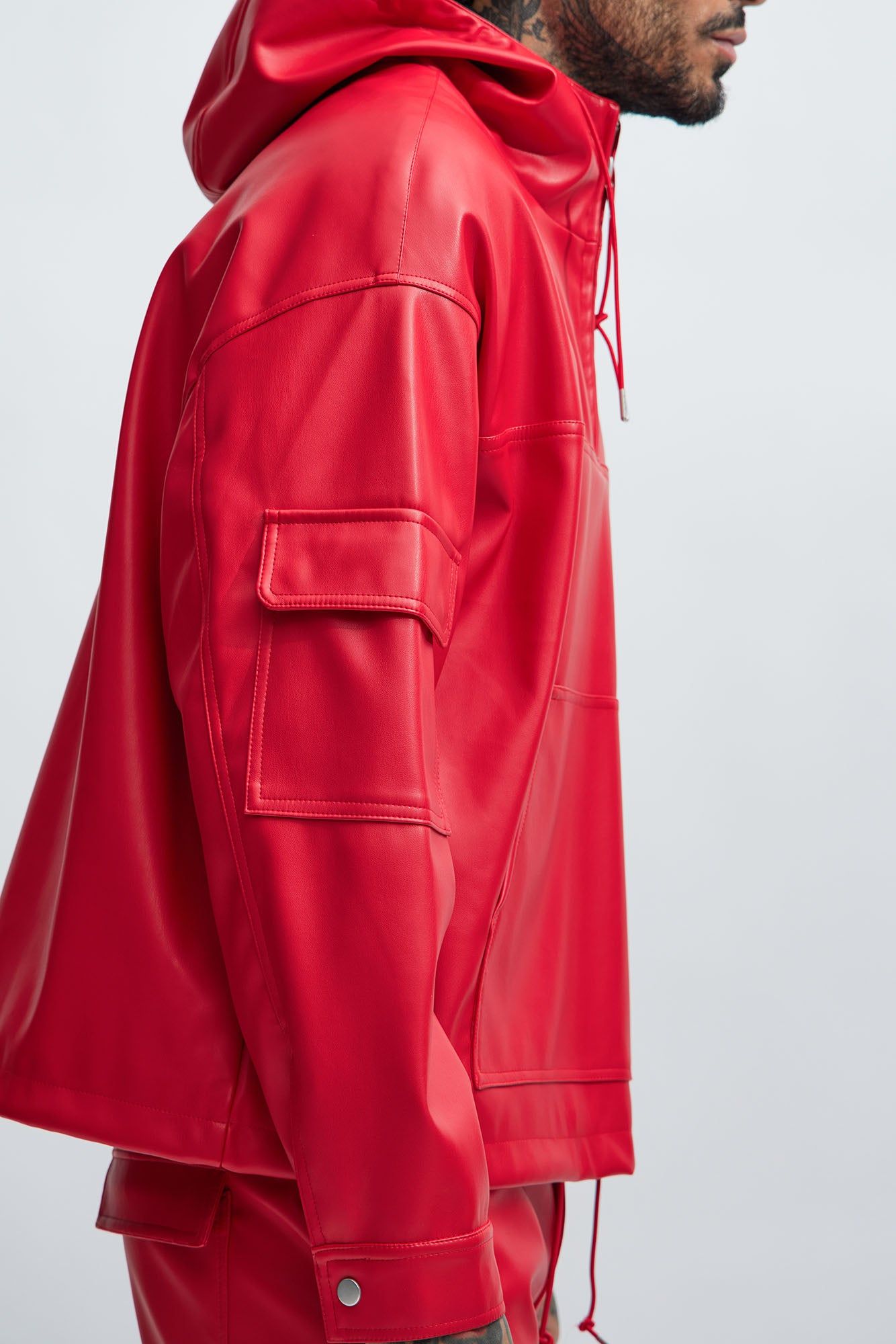 Royce Faux Leather Pullover Jacket - Red sold by Fashion Nova product image thumbnail 3