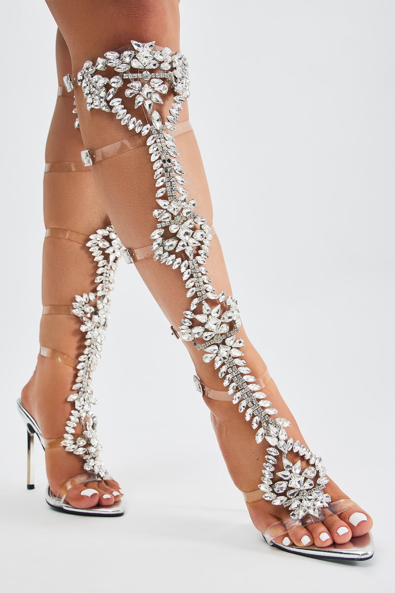 Destiny Embellished Stiletto Heel - Silver sold by Fashion Nova