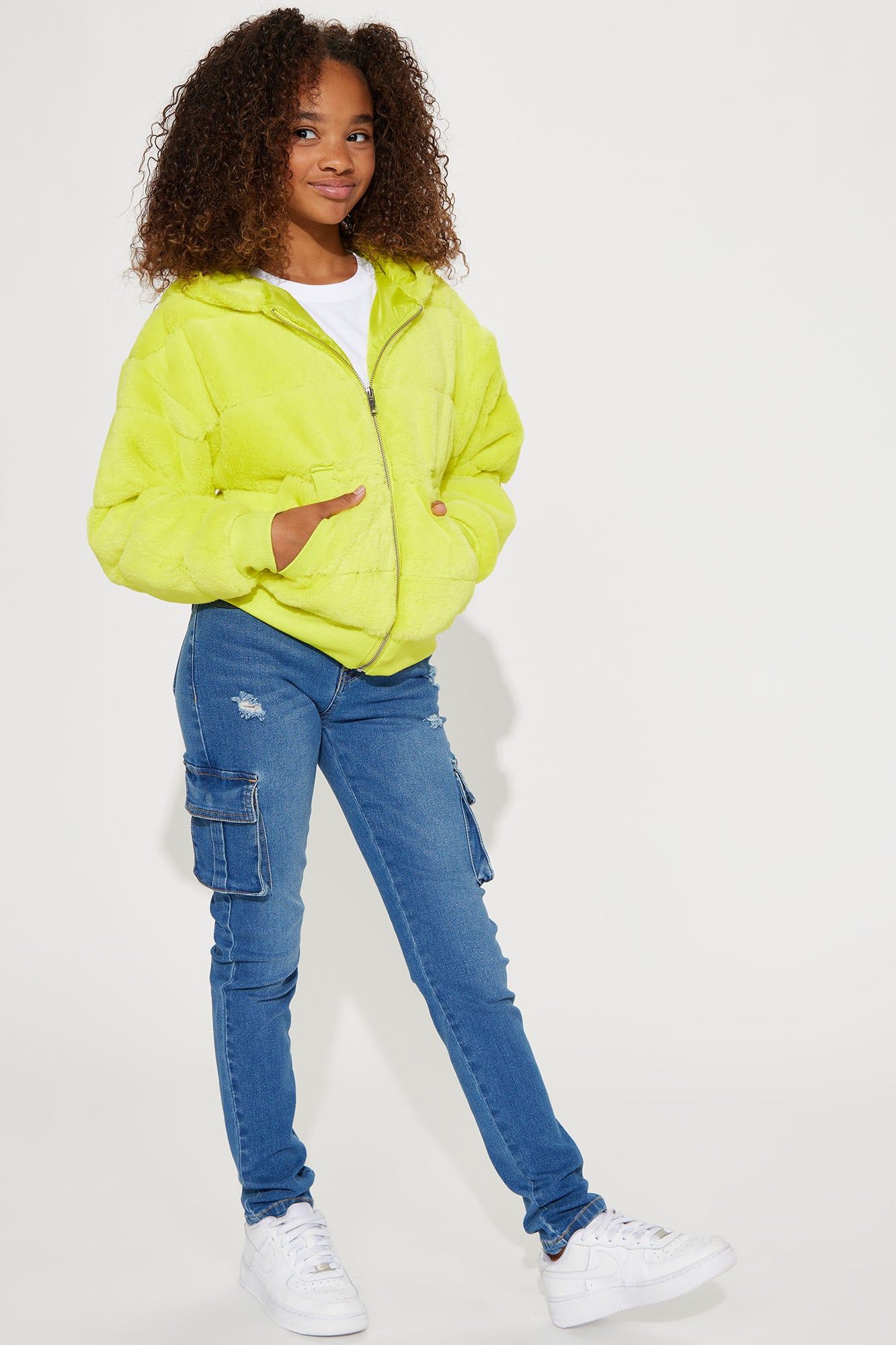 Mini So Delighted Faux Fur Puffer Jacket - Green sold by Fashion Nova product image thumbnail 2