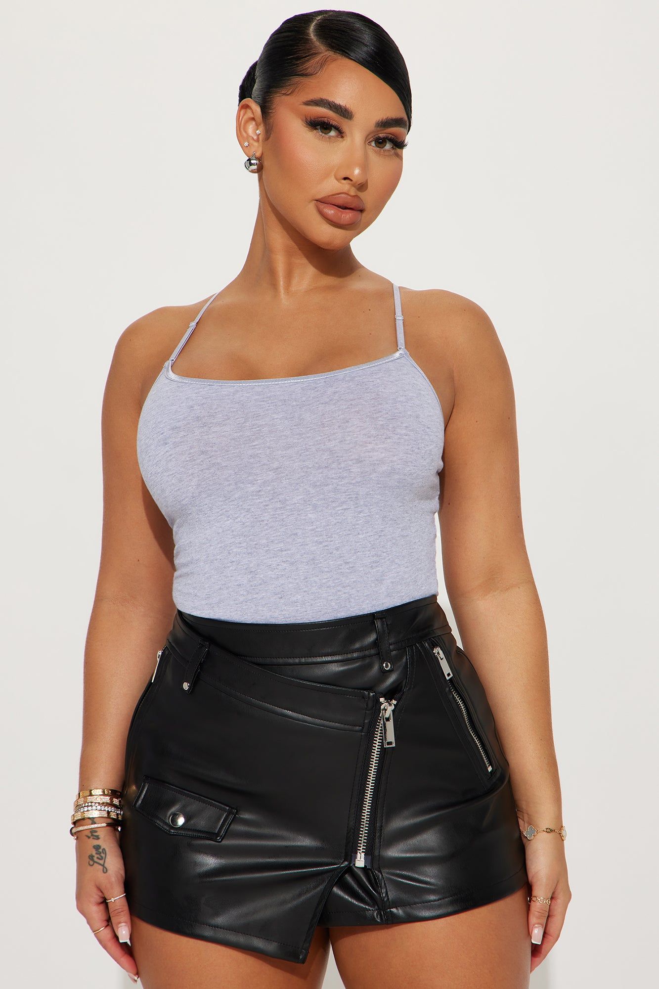 Sara Cami Top - Heather Grey sold by Fashion Nova