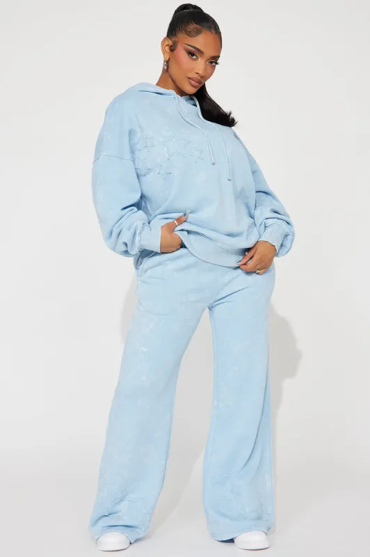 Shooting Star Fleece Wide Leg Pant Set - Light Blue sold by Fashion Nova