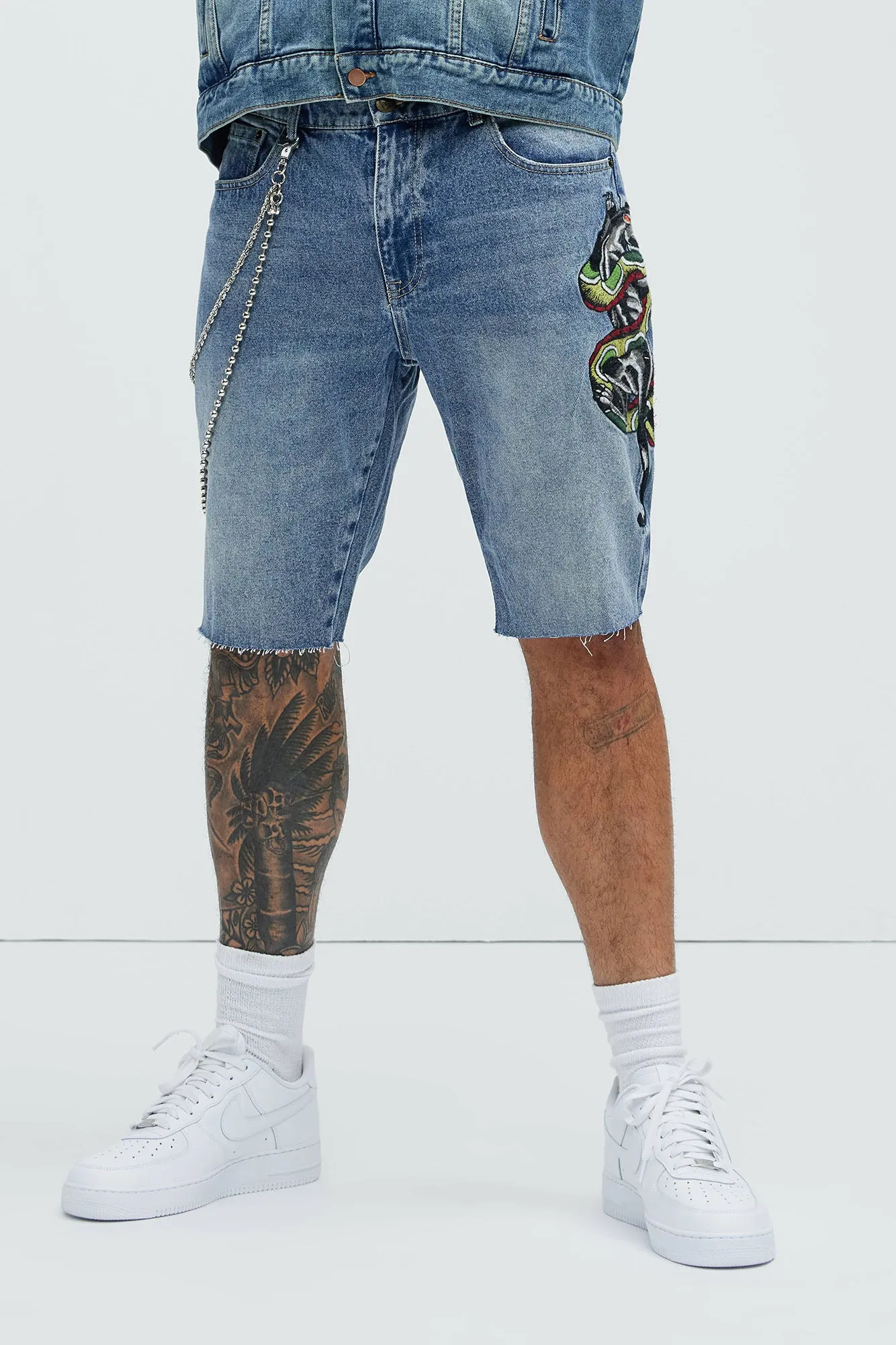 Ed Hardy Panther Snake Denim Shorts - Medium Wash sold by Fashion Nova product image thumbnail 2