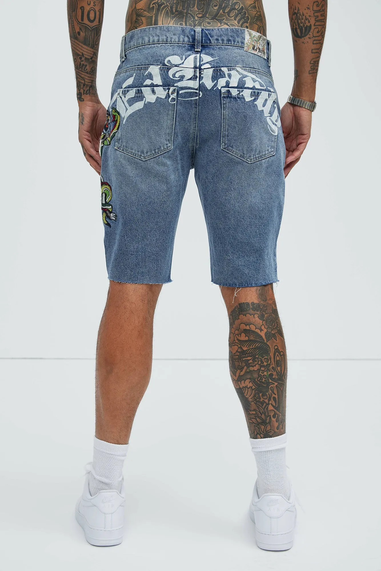 Ed Hardy Panther Snake Denim Shorts - Medium Wash sold by Fashion Nova product image thumbnail 3
