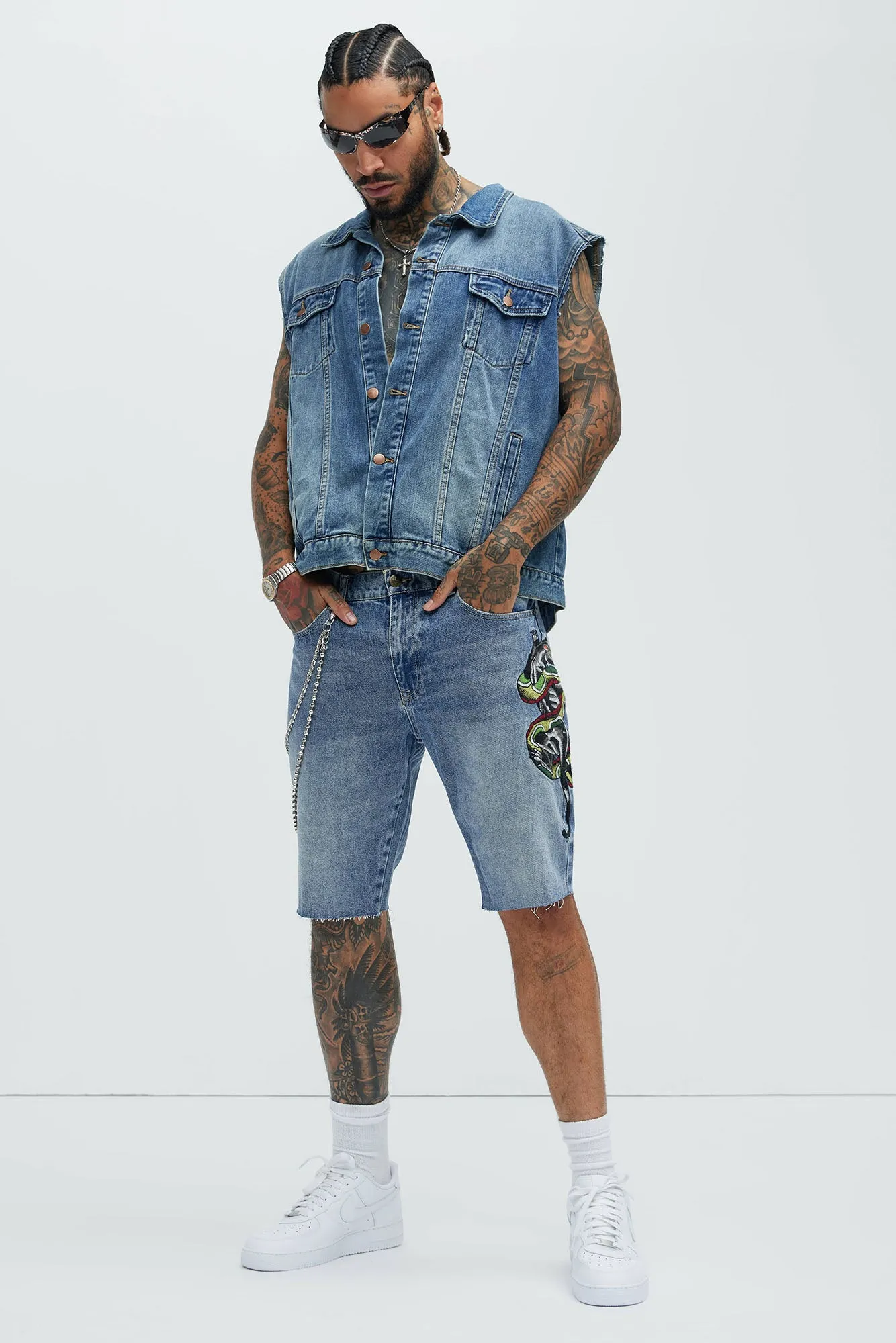 Ed Hardy Panther Snake Denim Shorts - Medium Wash sold by Fashion Nova product image thumbnail 4