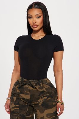 Camilla Classic Fit Crew Neck Tee - Black sold by Fashion Nova