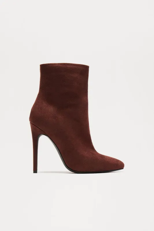 Last Minute Booties - Chocolate sold by Fashion Nova
