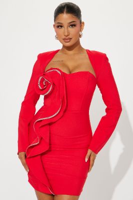 Scarlett Ruffle Mini Dress - Red sold by Fashion Nova