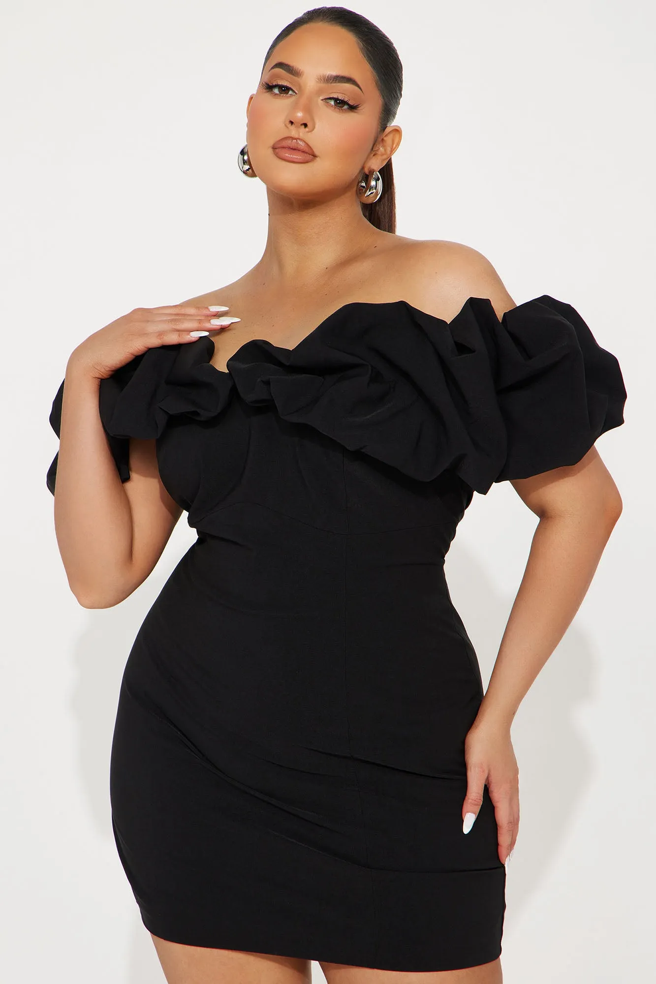 Romy Ruffle Off Shoulder Mini Dress - Black sold by Fashion Nova product image thumbnail 4
