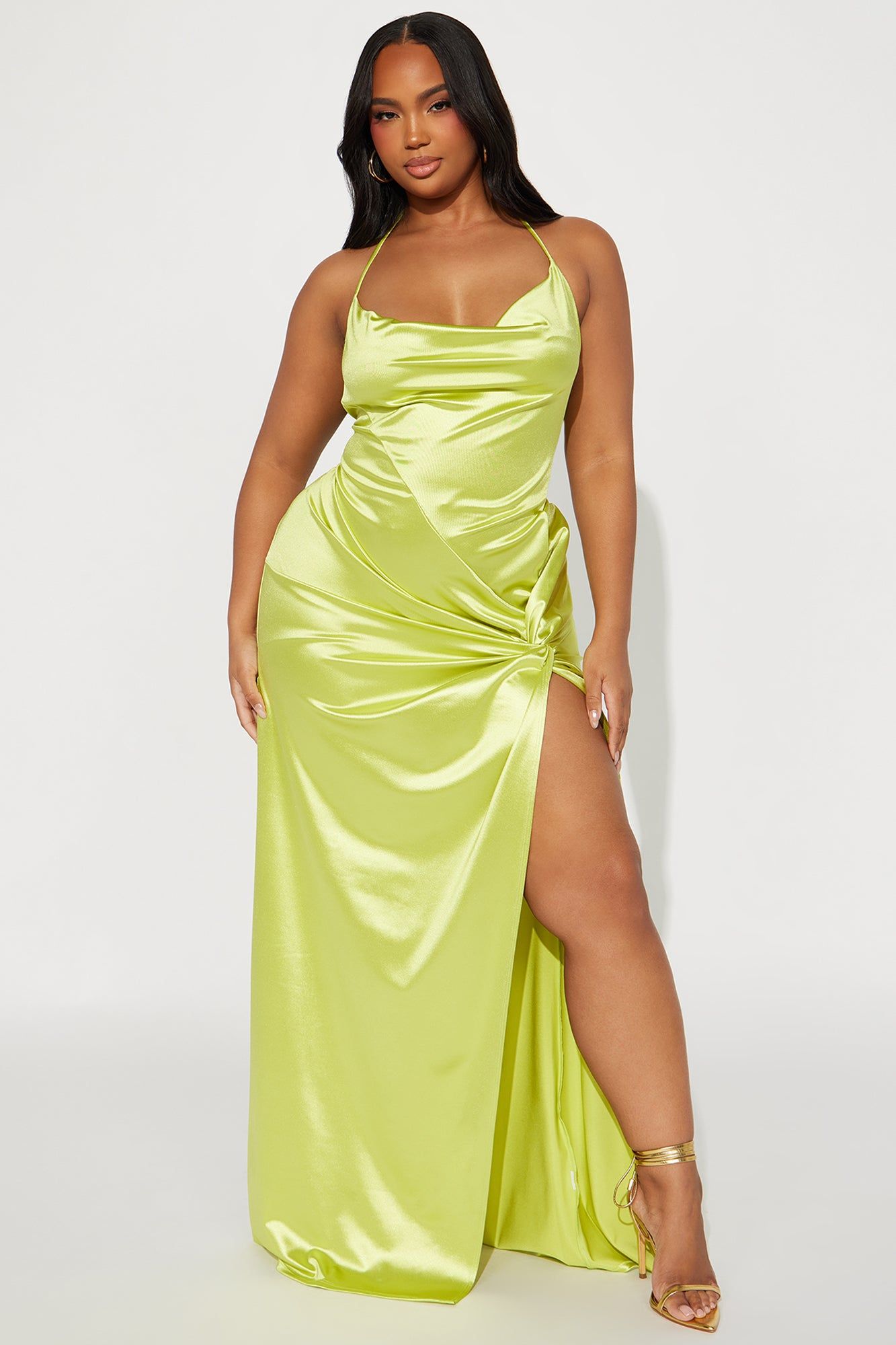 Andie Satin Gown - Chartreuse sold by Fashion Nova product image thumbnail 4