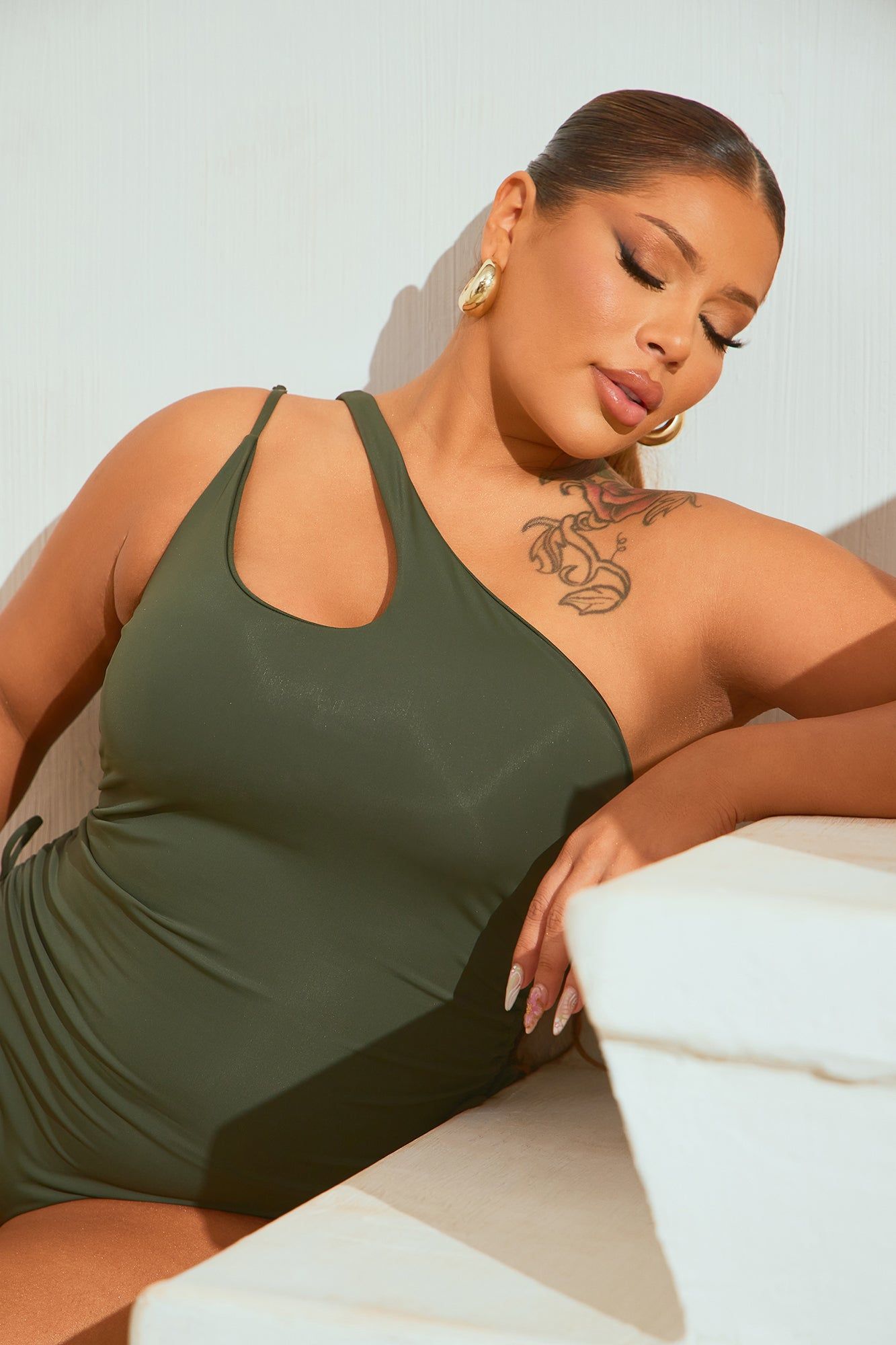 Mariah Ruched 1 Piece Swimsuit - Olive sold by Fashion Nova product image thumbnail 5