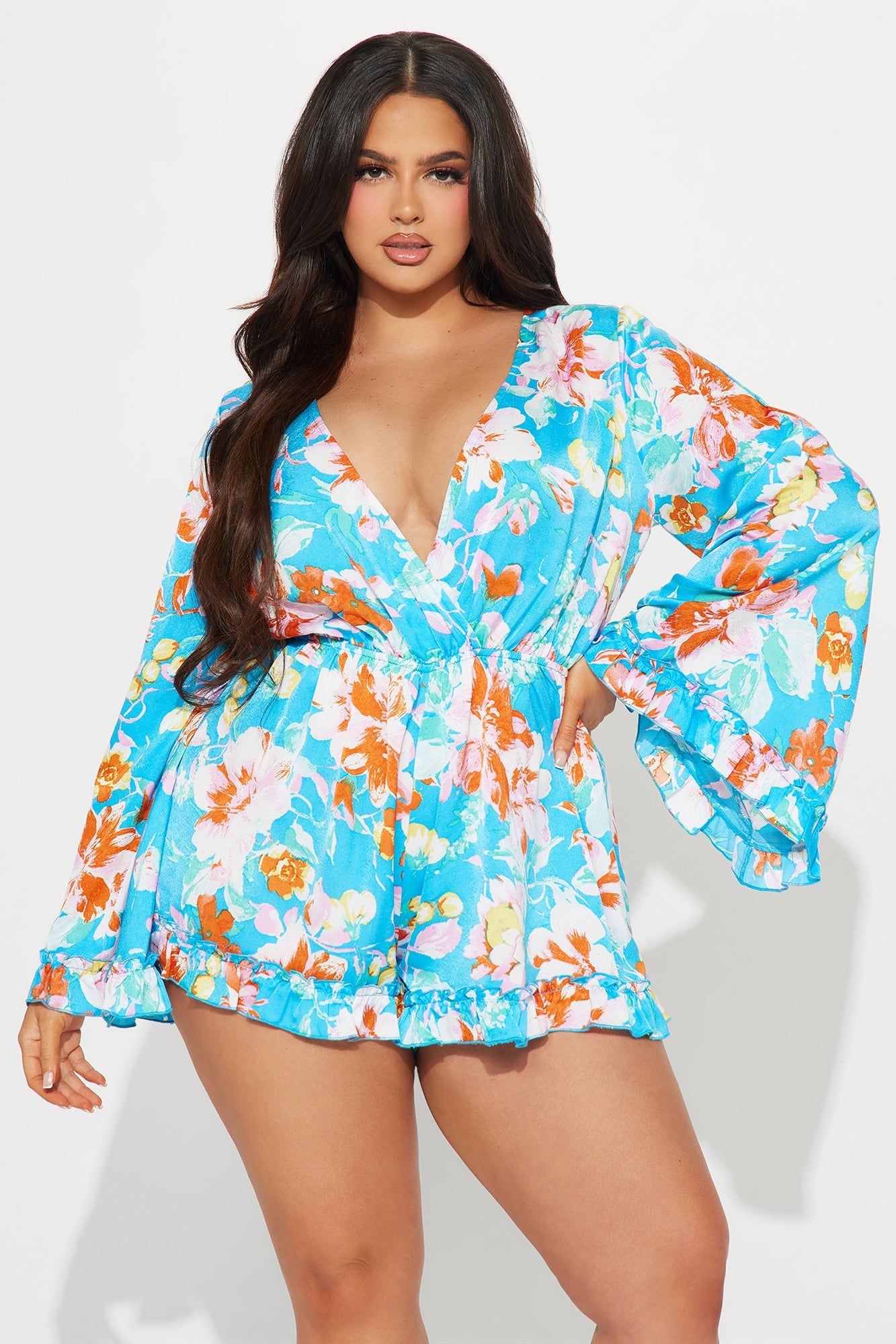 Take Me Away With You Romper - Blue/combo sold by Fashion Nova product image thumbnail 5