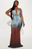 Sierra Ombre Mesh Maxi Dress - Blue/combo sold by Fashion Nova