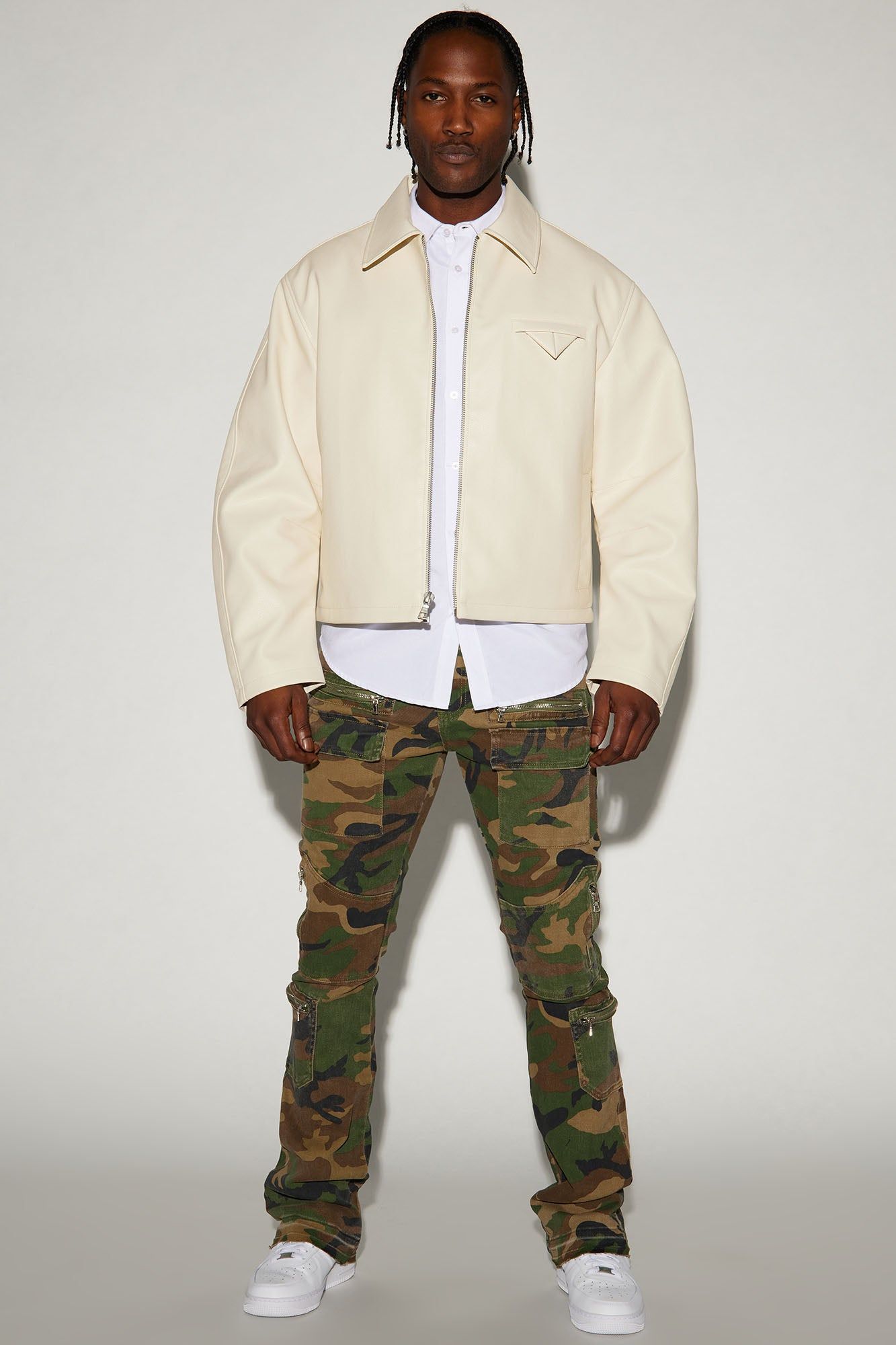 Houston Faux Leather Cropped Jacket - Off White sold by Fashion Nova product image thumbnail 2