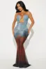 Sierra Ombre Mesh Maxi Dress - Blue/combo sold by Fashion Nova