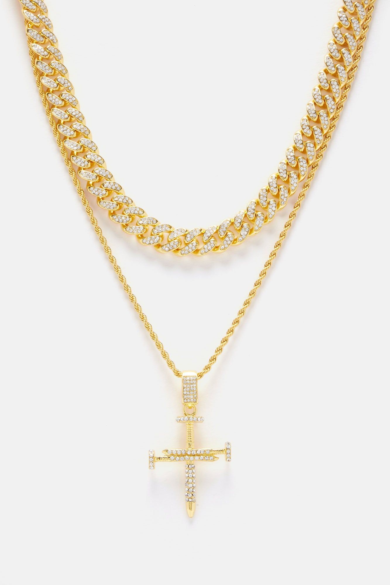Nail Cross 2 Piece Chain Necklace - Gold sold by Fashion Nova product image thumbnail 3