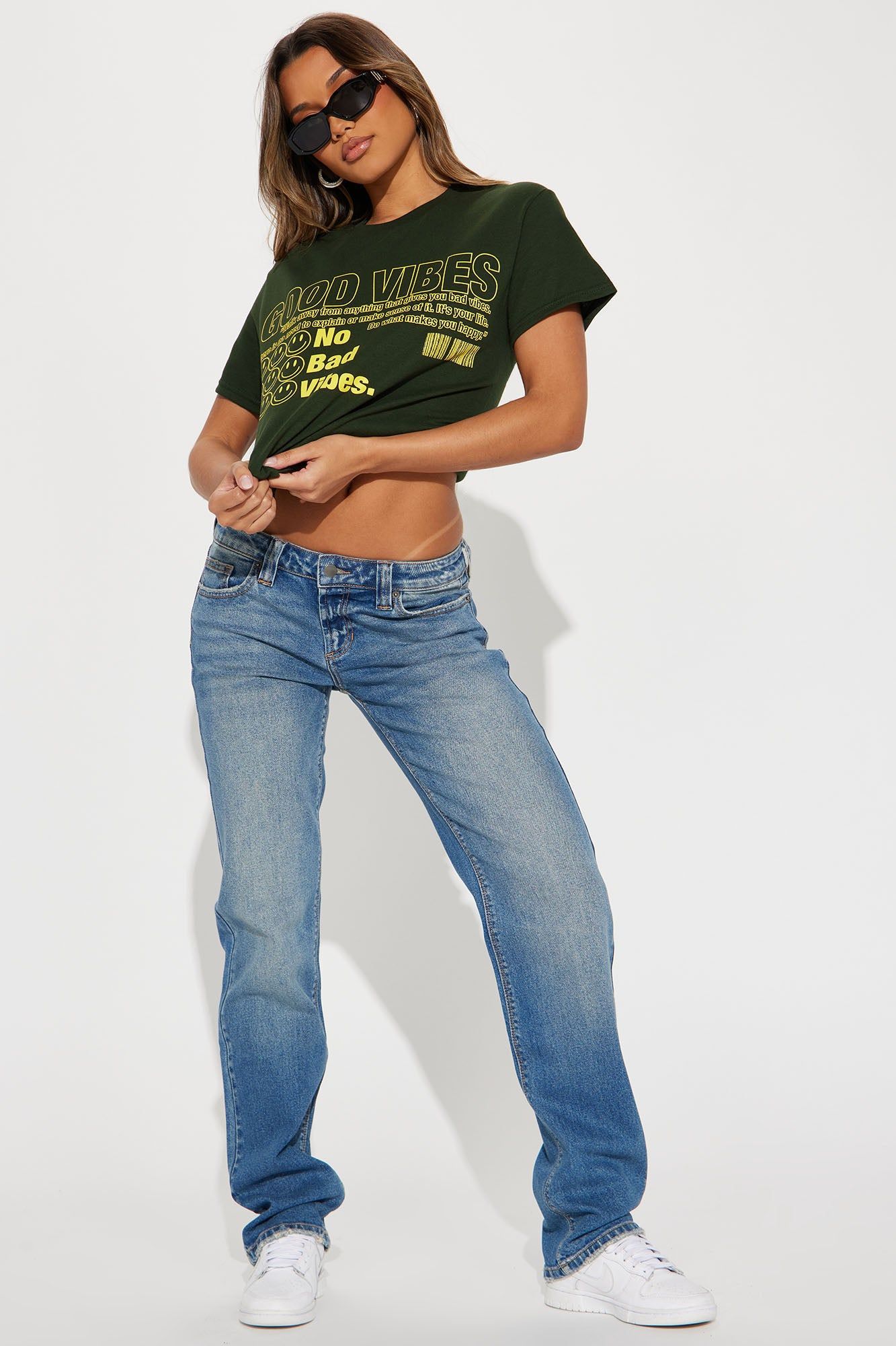 No Bad Vibes Smiley T-Shirt - Hunter sold by Fashion Nova product image thumbnail 2