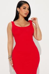 Taylor Ribbed Maxi Dress - Red sold by Fashion Nova